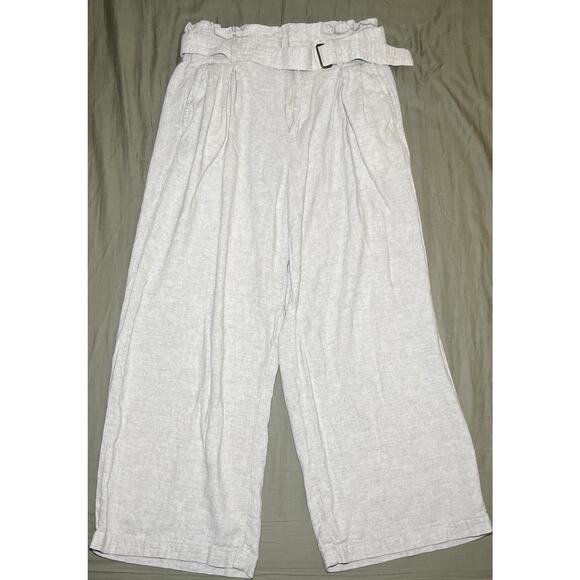 Banana Republic Pants - Banana Republic Paperbag Pants Womens 6P Wide Leg Linen Blend Trousers Tie Belt